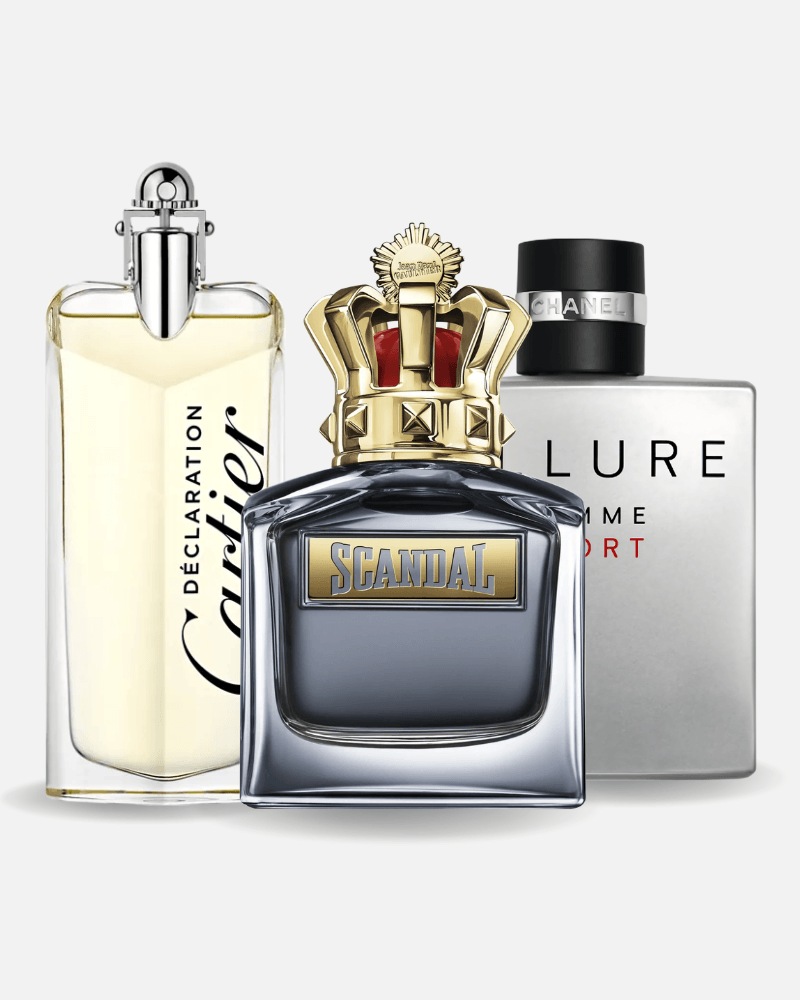 Combo di 3 profumi Allure Homme Sports, Jean Paul Gaultier Scandal, Cartier Declaration 100ml