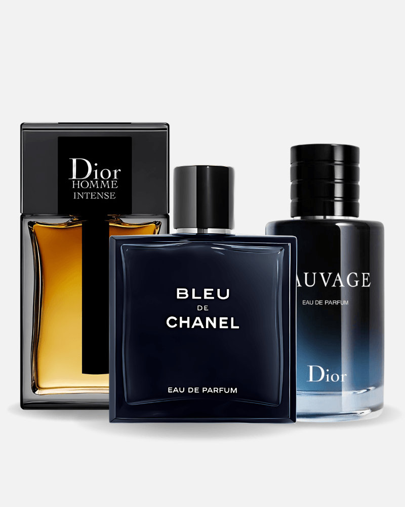 Combo di 3 profumi Sauvage Dior, Bleu de Chanel, Dior Homme Intense 100ml