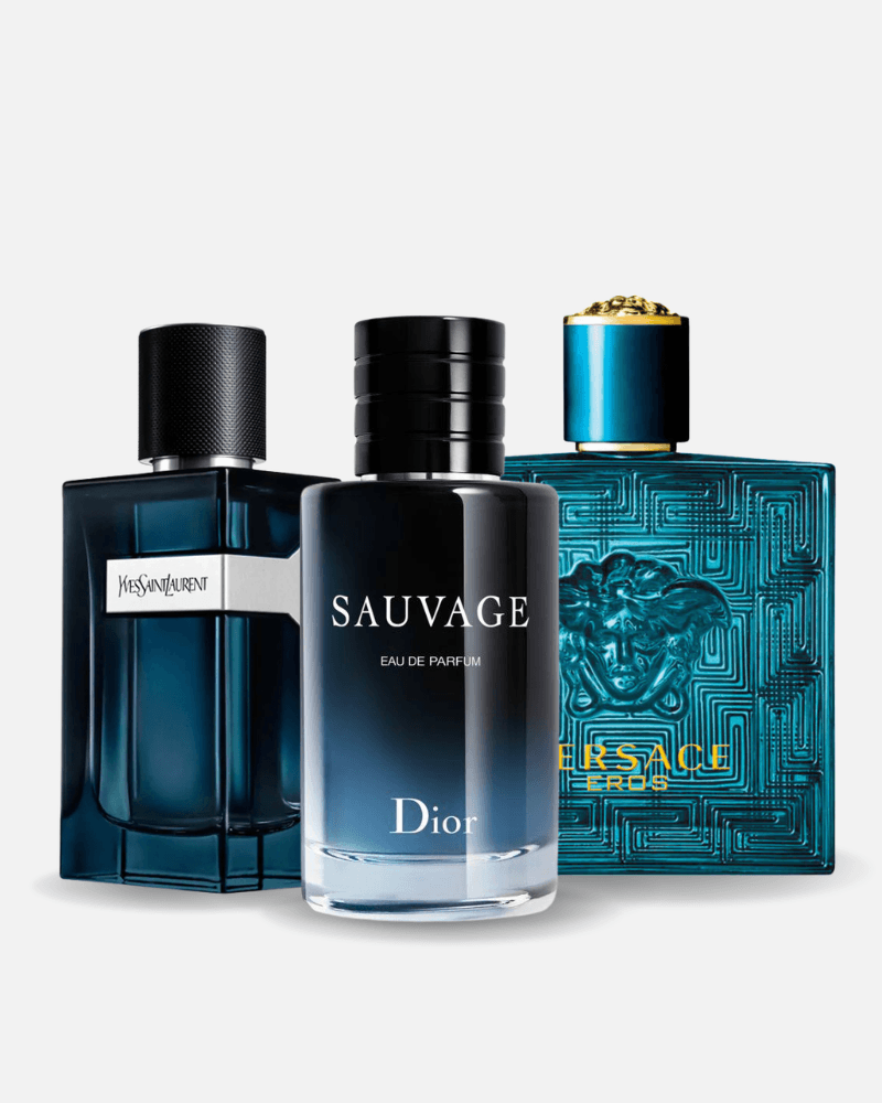 Combo di 3 profumi Dior SAUVAGE, Yves Saint Laurent Y MEN e Versace EROS 100ml