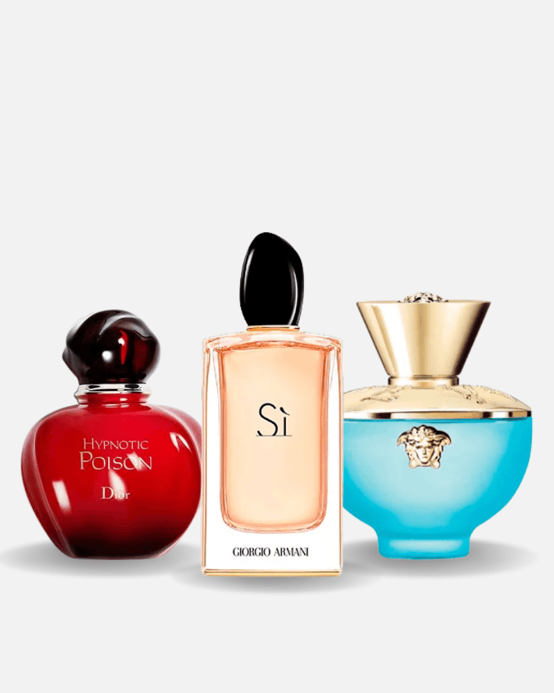 Combo di 3 profumi Dior HYPNOTIC POISON, Giorgio Armani SÌ e Versace DYLAN TURQUOISE 100ml
