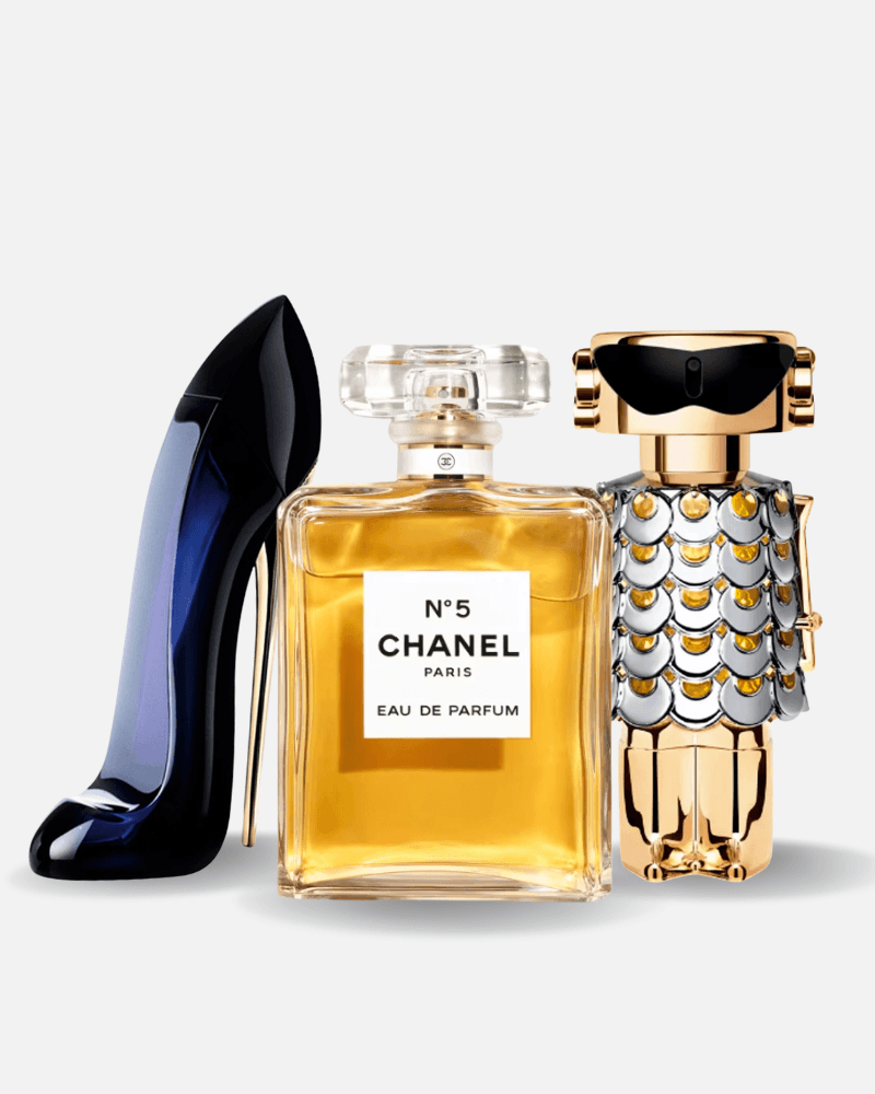 Combo di 3 profumi Carolina Herrera GOOD GIRL, Chanel Nº5 e Paco Rabanne FAME