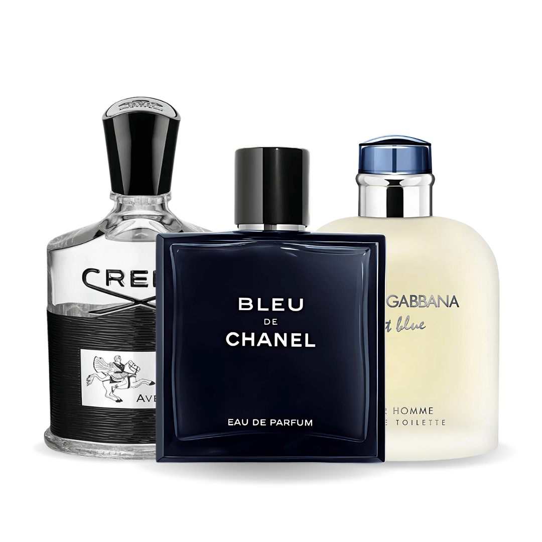 Combo di 3 profumi Bleu de Chanel, Creed Aventus, Light Blue Dolce Gabbana 100ml